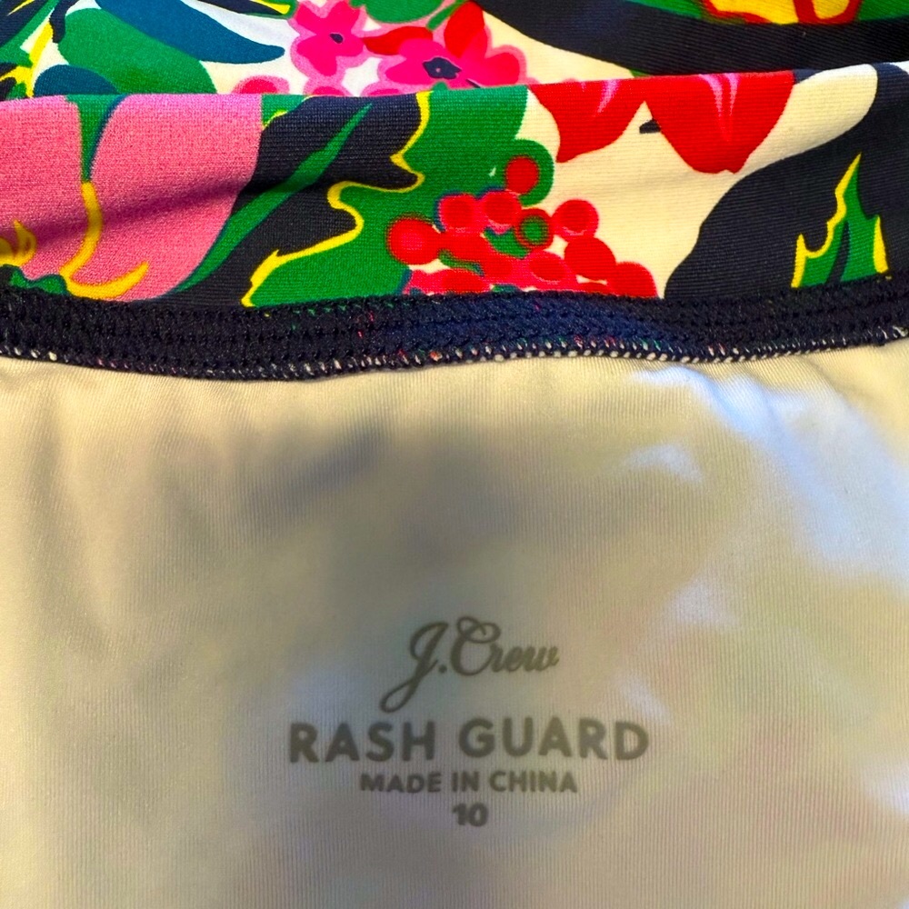 “J. CREW” Tropical Floral Long Sleeve Rash Guard Swimsuit - Picture 15 of 16